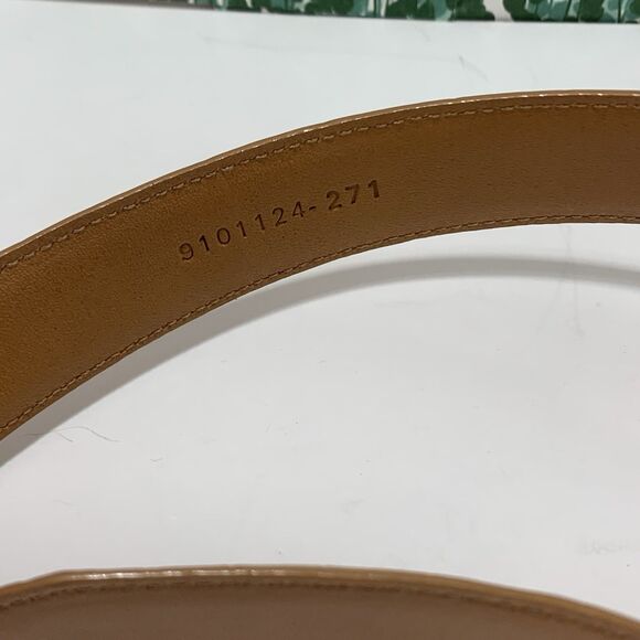 Lauren Ralph Lauren Crocodile Tan Embossed Leather Golden Buckle Size Large